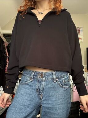 Cropped Black Quarter-Zip